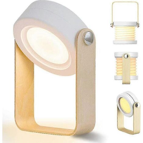 Lampe de bureau tactile LED vintage avec niveaux de luminosité réglables, lampe de table pliable et portable avec poignée en bois, idéale pour divers environnements (1/5)