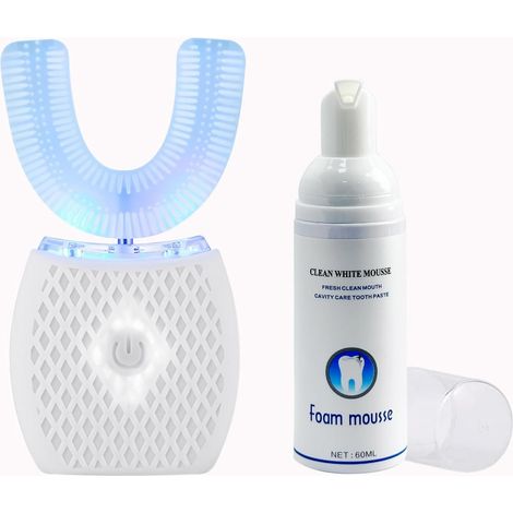 Brosse à dents automatique à ultrasons pour adultes - Brosse à dents électrique sonique à 360° avec minuterie automatique (blanc) (1/5)