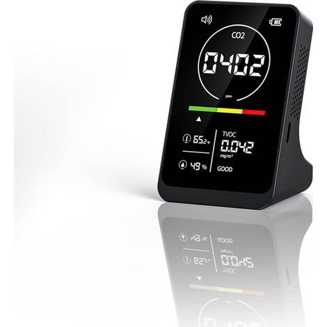 Compteur qualité d’air 4 en 1 CO2 TVOC, testeur portable température et humidité, capteur NDIR, affichage numérique avec fonction alarme (1/5)