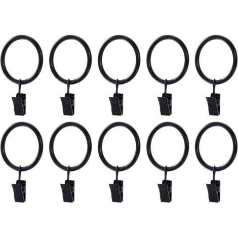 20pcs Noir Anneaux de Rideaux avec Pinces Metal Rideau Clips Crochet,4.0mm×45mm (1/4)