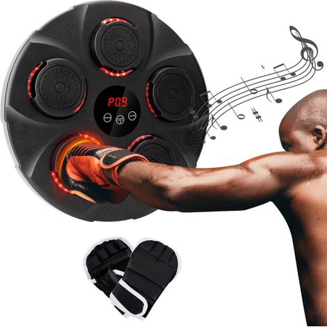 Macchina da boxe intelligente da parete, set da boxe musicale con 2 guantoni, macchina da boxe musicale per l'allenamento genitore-figlio, macchina da boxe musicale con LED e Bluetooth..DEBUNS