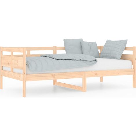 Lit adulte pour 1 personnes, Structure de lit, Assemblage Facile, Lit de jour Bois massif de pin 90x190 cm OIB2531E (1/5)