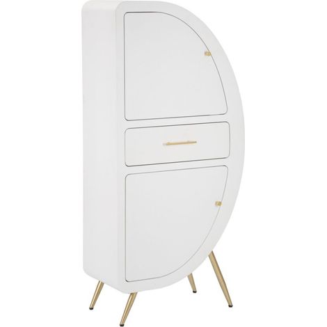 Mobiletto 2 Ante Venus 60x32x133 cm in MDF e Ferro Bianco e Oro (1/5)