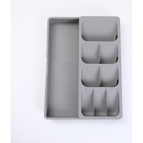 Range-couverts extensible grand format en plastique compact, gris – DELKEVIC (1/4)