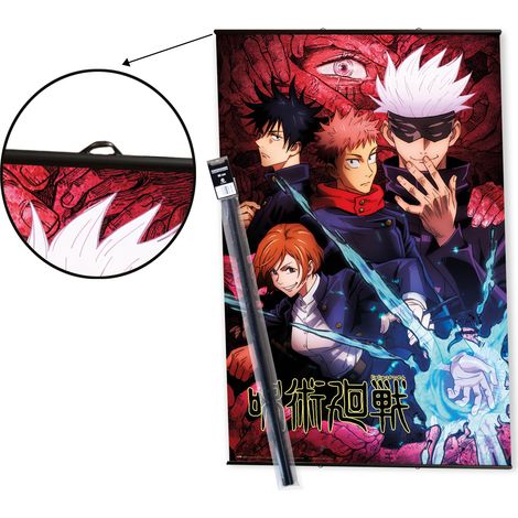 Set di Erik: appendiabiti magnetico da parete + poster Jujutsu Kaisen – 91,5 x 61 cm – Spedizione arrotolato – poster fantastici, poster artistici, poster da parete e stampe