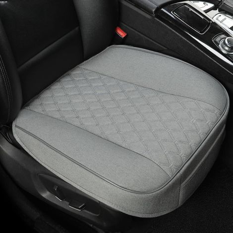 Set of 2 Linen Seat Covers with Gray Diamond Pattern, Non-Slip, Universal for Cars (1/5)