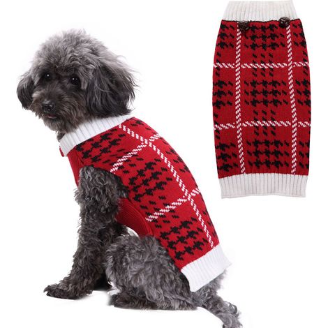 Suéter para perro, tejido elástico, cuello alto, frente abierto, invierno, Navidad (1/5)