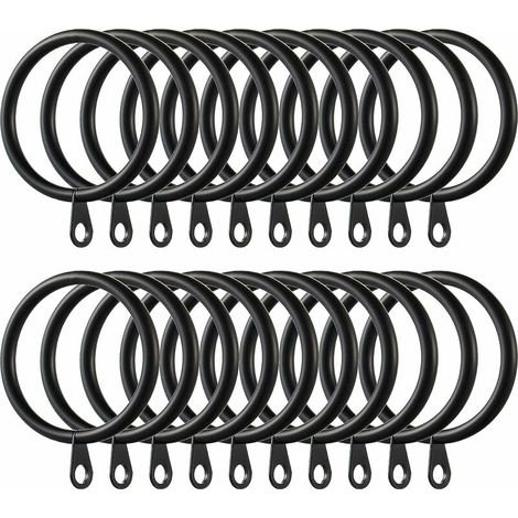 VURAHOME - Anneaux de Rideau, Anneaux de Suspension en Métal pour Rideaux et Tringles, Diamètre Intérieur 38mm (60 Pièces Noir) (1/5)