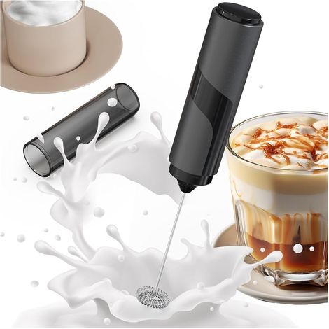 Mousseur à lait portatif, mélangeur électrique 4-en-1 pour café, latte, matcha et shakes protéinés, avec batterie rechargeable (1/5)
