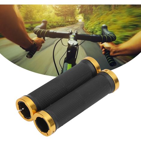 1 Paire de Manchons Poignée Vélo Anti-Dérapants en Mousse Caoutchouc Léger avec Bouchon Doré pour VTT MTB