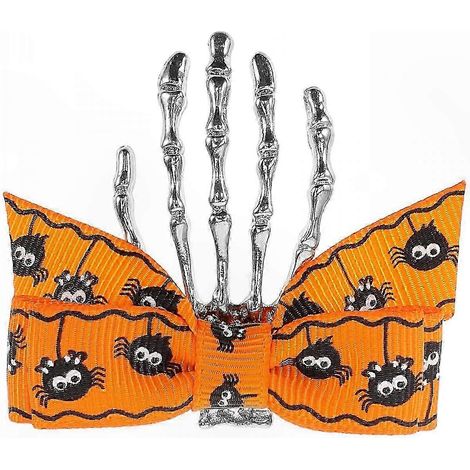 Barrettes à cheveux gothiques en forme de crâne pour Halloween, décoration orange, 6,5 x 6 x 1,7 cm, lot de 1 (1/5)