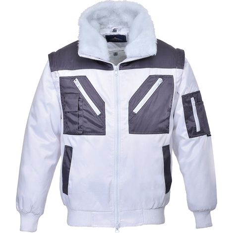 Cazadora Pilot Bicolor: Desmontable, impermeable y calido. / Blanco / 4XL