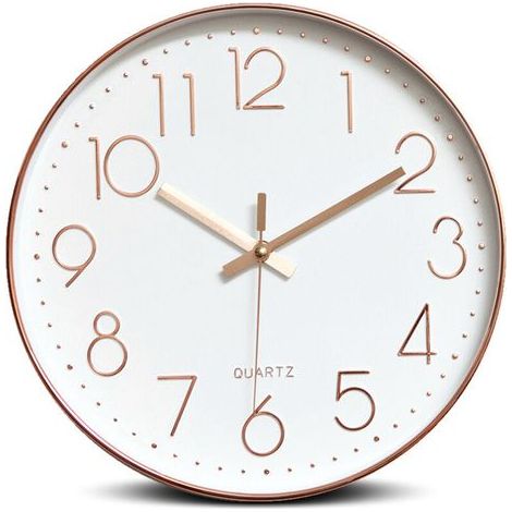Quality Quartz Silent Wall Clock, Round Easy to Read Silent Wall Clock GOLD