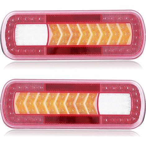 Lot de 2 feux arrière LED dynamiques 12 V 24 V pour remorque de voiture - Feux arrière LED étanches - Feux arrière de remorque - Marque E (1/5)