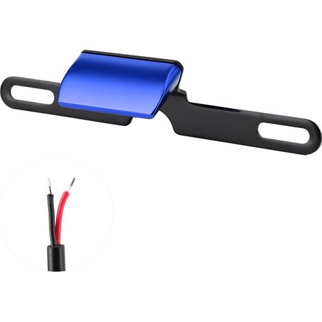 Plaque d'immatriculation universelle moto avec feu arrière CNC en aluminium, éclairage 6 LED, lampe de plaque bleue (1/5)