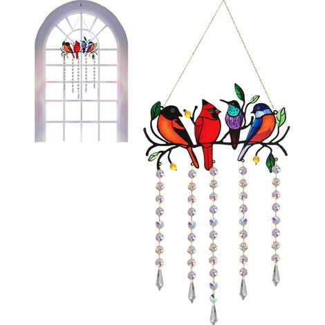 Vogelfänger - Fensterleuchte - Dekorative Kristallfigur für den Außenbereich (1/5)