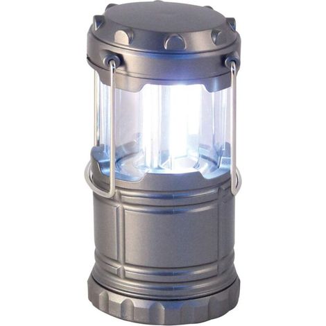 Linterna LED Velamp IC207, 200 lúmenes. Lámpara de camping compacta y extensible. Se puede colgar, súper brillante para senderismo, pesca y trekking. Plástico, color gris. [Clase energética A+++]