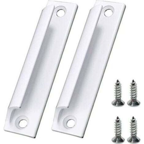 2 Pièces Poignée Blanc de Porte Coulissante Poignée Meuble en Alliage d'Aluminium Poignée de Fenêtres avec Vis (1/4)