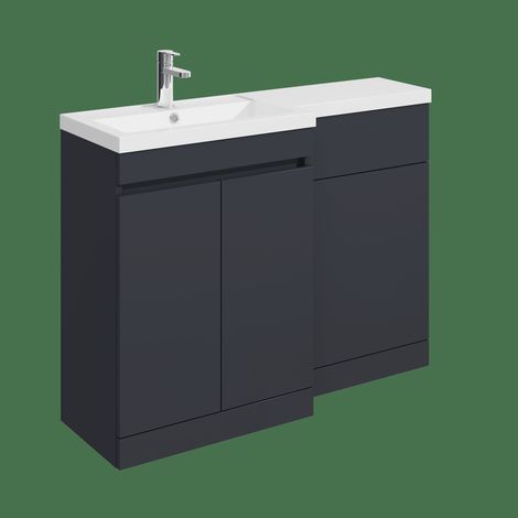 Balterley Tean 1100mm Floor Standing Compact Unit with Left Hand Polymarble Basin - Dark Grey
