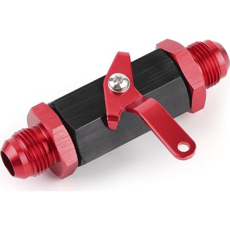 Kraftstoffabsperrventil, Hochleistungs-Kraftstoffabsperrventil für alle AN10-Kraftstoffschläuche zum Austausch an Kraftfahrzeugen (Rot). (1/5)