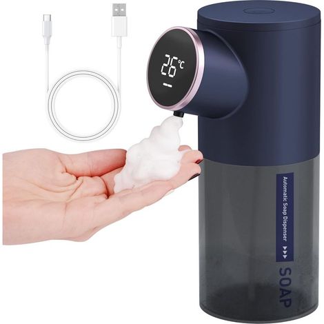 Distributeur de Savon Automatique, 320 ML Distributeur Savon Mousse avec Rechargeable USB, IPX4 Distributeur Savon sans Contact avec Détecteur de Infrarouge Capteur, Convient pour Cuisine, Bain (1/5)