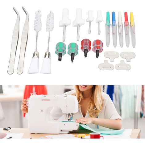 Nähmaschinen-Reinigungsset – Profi-Set – 21-teilig – Pinzette, Schraubendreher, Nahttrenner – Stahl, Kunststoff – 180 g (1/5)