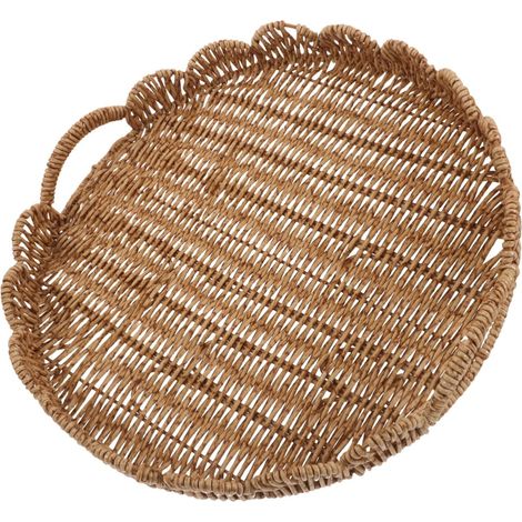 rond en plastique avec motif rotin pour fruits et pain style