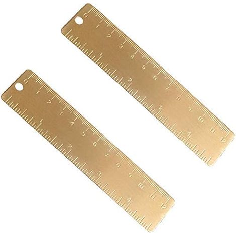 Mini règle pratique en laiton doré 12/15 cm – Marque-page vintage en métal cuivre avec gravure à double échelle pour l'école, le bureau, l'atelier et la maison (1/5)