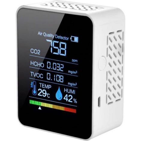 Détecteur CO2 5-en-1 - - Compact - CO2, TVOC, HCHO - Température & humidité - Alarme vibration (1/4)