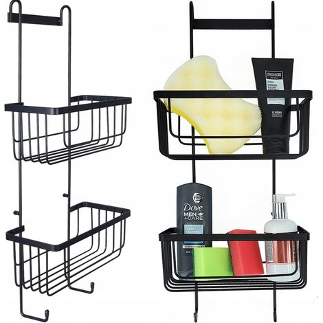 Estante colgante de metal para ducha de baño, estilo loft, colgador de pared negro