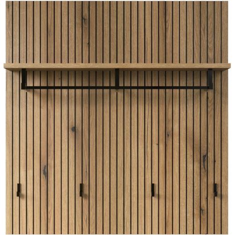 PureBliss Wandgarderobe 1 Regal, 1 Kleiderstange, 4 Haken Eiche Dekor.
