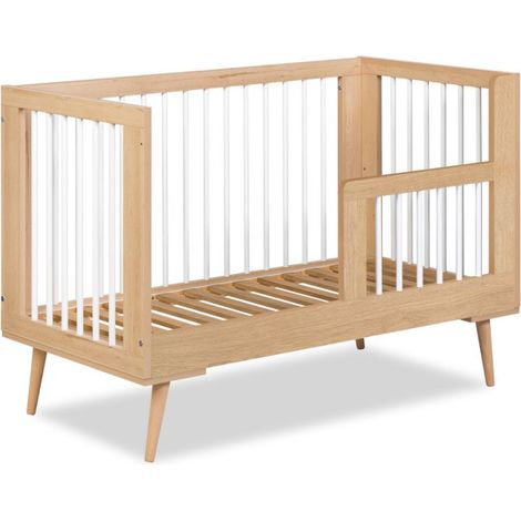 Lit bébé évolutif 120x60cm Hetre SOPHIE barreaux amovible avec barrière inclus (1/3)