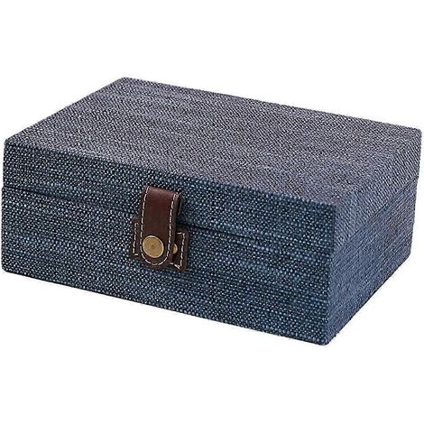 Aufbewahrungsbox aus Holz, tragbarer Kosmetikorganizer, Aufbewahrungsbehälter für die Villa-Dekoration-Large-Cyan (1/5)