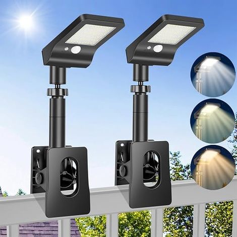 Set of 2 Solar Lights with Motion Sensor, Waterproof Solar Floodlight, 60 LED 3 Colour Illumination, Remote Control, for Fences, Garden, Patios, Camping (1/5)