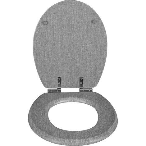 WOLTU Wooden Toilet Seats Soft Close WC Seat Hinge Ideal for Standard Toilet Grey Linen