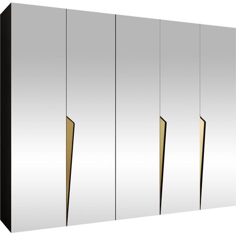 Armario Hartford 616, Negro, 202x250x52cm, Puertas de armario: Con bisagras, Número de estantes: 0 (1/5)