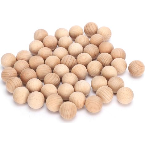50Pcs Wooden Round Balls Unfinished Beech DIY Creativity Hand-Made Craft Supplies (1/5)