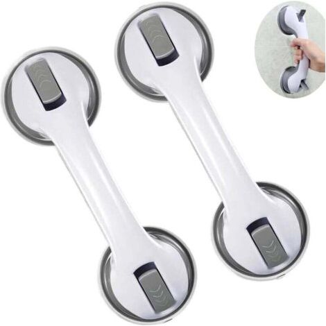 Lot de 2 Barres d’Appui Salle de Bain à Ventouse 30 cm – Poignée Sécurité Sans Perçage pour Douche et Baignoire – Antidérapante pour Personnes Âgées et Enfants,Gris (1/4)