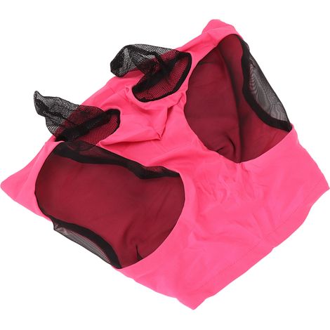 Masque anti-mouches en filet pour cheval, respirant et élastique, avec protection des oreilles, équipement d'équitation, rose rouge (1/5)