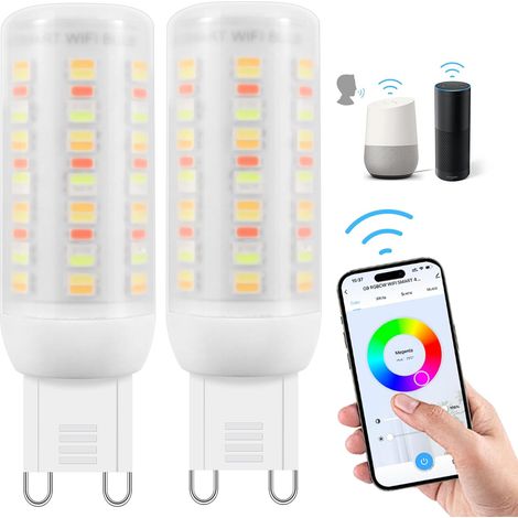 Ampoules LED G9, AC 220V Multicolores à Intensité Variable,2700K-6500K,Luminosité Réglable de 1% à 100%,4W,400LM, Synchronisation Musicale, Pack de 2 (1/5)