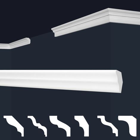 MARBET DESIGN Cornici in XPS Polistirolo Bianco per Soffitto e Pareti, Modelli di Cornici E-Cornici: E-2 / 17x25mm, 20 metri / 10 strisce