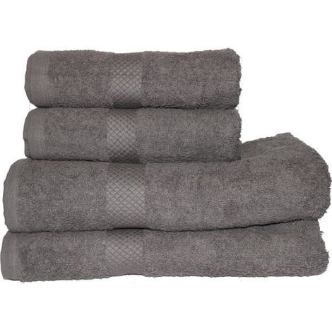 2 serviettes de bain, 100 % coton, épaisseur 500 g/m², dimensions 90 x 150 cm, gris, usage quotidien salle de bain