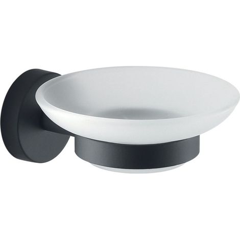 Jabonera De Pared De Vidrio Y Acero Inoxidable Negro Mate  Violetta
