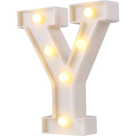 Lettres lumineuses LED, logo de 26 lettres, idéal pour éclairage nocturne, mariage, anniversaire, décoration de bar à domicile (blanc, jaune)