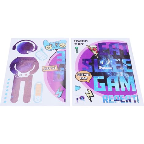 Stickers muraux en PVC amovibles et auto-adhésifs, motif gamer, papier peint pour chambre ou salle de jeux (1/5)