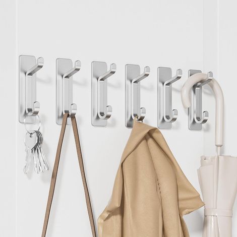Filiyano-Crochet mural amovible en acier inoxydable ultra-adhésif pour vêtements et serviettes, porte-clés, porte-manteau pour salle de bain, cuisine (1/5)