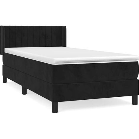 Maison Exclusive - Sommier à lattes de lit et matelas Noir 80x200 cm Velours (1/5)