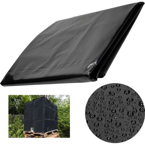 Housse IBC 800 L 120x80x116 cm, 210D Oxford, antipoussière et pluie, noire