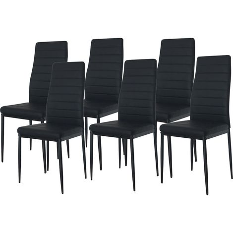 Hobag – Lot de 6 chaises de salle à manger noires – Structure en PU – Hauteur d'assise 46,6 cm – Dimensions L48 x W40 x H99 cm (1/2)
