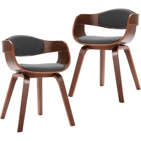 Maison Exclusive - Esszimmerstühle 2 Stk. Bugholz und Grau Stoff